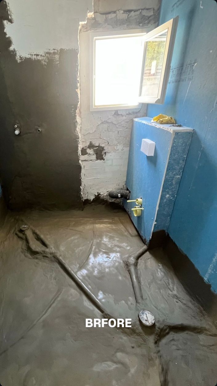 חדר מקלחת מקצה לקצה — לפני